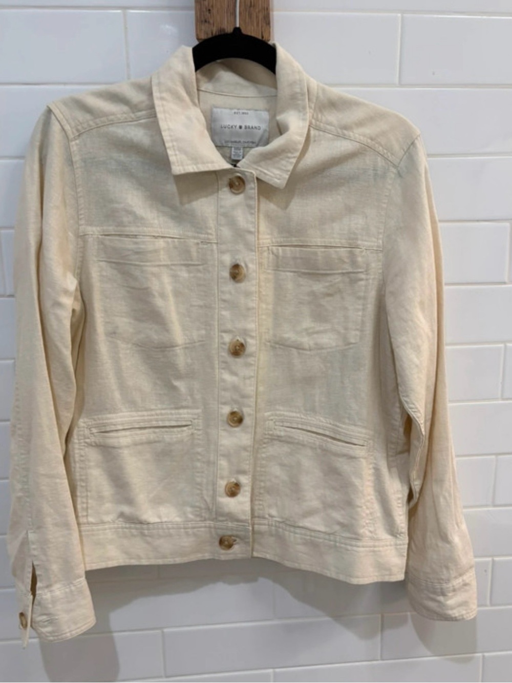 Lucky Brand Cream Button-Up Jean Jacket